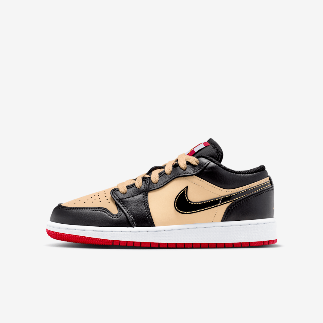 Air Jordan 1 Low SE Big Kids' Shoes - Sesame/Fire Red/White/Black