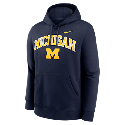 Michigan Arch Men's Nike College Pullover Hoodie - Navy