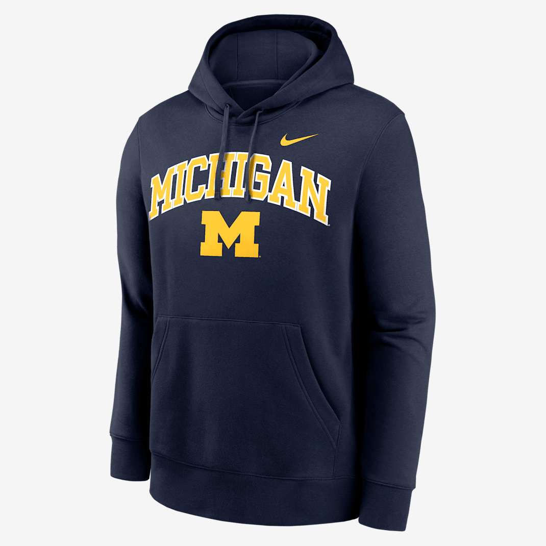 Michigan Arch Men's Nike College Pullover Hoodie - Navy