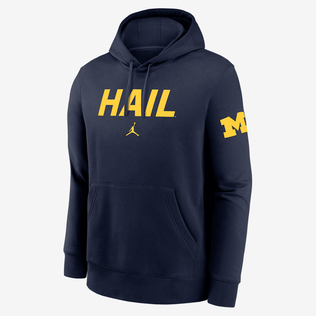 Michigan Club 2-Hit Nickname Men's Jordan Brand College Pullover Hoodie - Navy